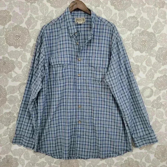 Duluth Trading Mens XLT Blue Plaid Button-Down Outdoor Shirt - Picture 1 of 7